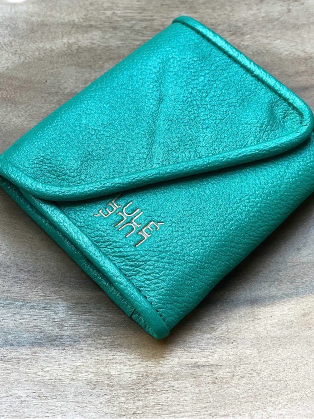 LULE LULE metallic Teal Leather Envelope Wallet